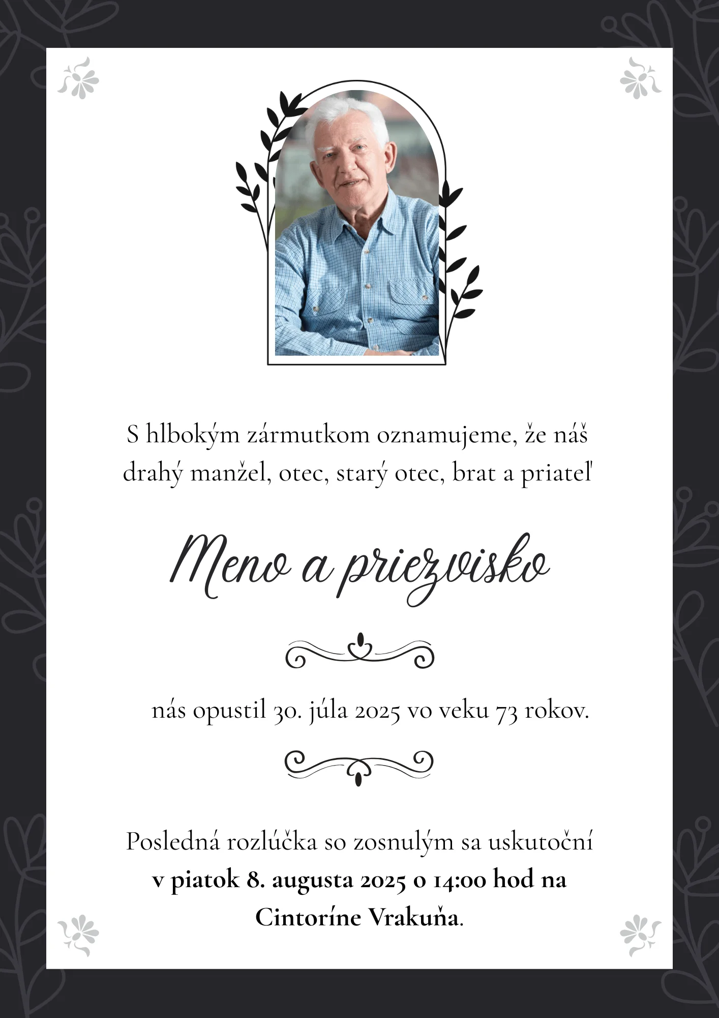 Smútočné parte - vzor 6